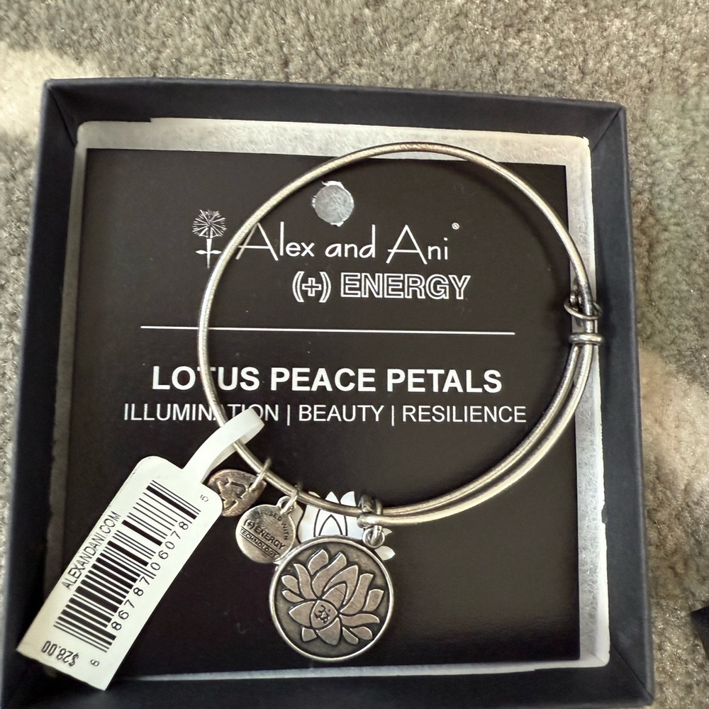Alex and Ani Silver Lotus Charm Bracelet